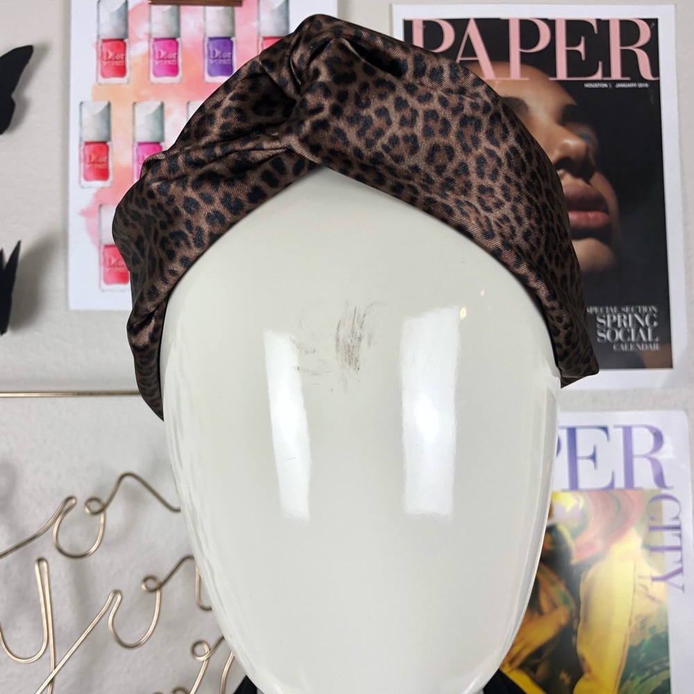 STYLISH DESIGNER HANDMADE TURBAN BROWN ANIMAL PRINT HEADBAND